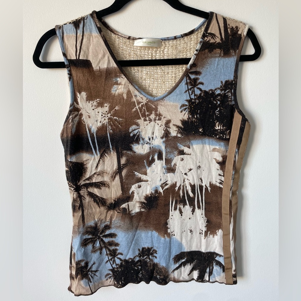 Elisa Cavaletti Beige and Blue Knit Top